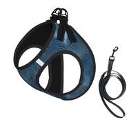 Chaleco de malla transpirable para perros y gatos pequeños, reflectante | Con accesorios Blue Undercurrent Print L - Arnés para mascotas pequeñas, malla de aire ligera con hebilla de liberación