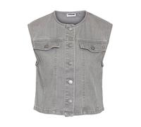 Chaleco de mezclilla sin mangas de mujer con botones y bolsillos en el pecho