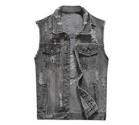 Chaleco de moto para hombre, de tela, chaleco vaquero para hombre, chaleco de motero, suelto, chaleco vaquero, chaqueta vaquera, chaleco vaquero minimalista, cómodo chaleco informal, chaquetas