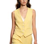 Chaleco De Mujer con Cuello En V Sin Mangas con Botones Delanteros Top Informal De Negocios Ropa De Trabajo Chaleco De Traje De Esmoquin Formal Chalecos De Trabajo para Oficina Uso Diario Amarillo L