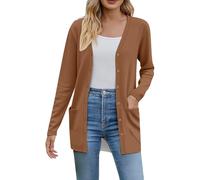 Chaleco de mujer genérico con cuello en V abierto en la parte delantera de manga larga bolsillos descontraídos color sólido chaleco de mujer elegante y elegante para un estilo chic adecuado para todas