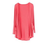Chaleco de mujer largo de gran tamaño - Cárdigan para mujer ligero manga, rojo, M
