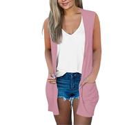 Chaleco de mujer largo sin mangas de verano - Chaleco de verano para mujer, ligero de gran tamaño, Rosa dorado., XXX-Large