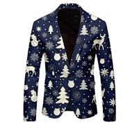Chaleco de mujer para invierno cálido con estampado de Navidad, cárdigan abotonado, informal, otoño de manga larga, cómodo, chaqueta exterior elegante, ideal para ocasiones especiales n38, azul marino