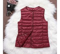 Chaleco De Mujer Plumas Para,Chaleco De Plumón Para Mujer Burdeos Rojo Corto Delgado Ligero Acolchado Sin Mangas Chaleco Botón Abrigo Blusa Invierno Cálido Chaleco Acolchado Para Caminatas Diaria
