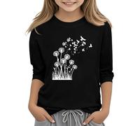 Chaleco de niña de gran tamaño largo envío gratis top casual casual blusa con mangas estampadas, 314 años suéter de niña larga, Le Noir, 6-7 Años