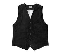 Chaleco de pana para hombre, para negocios, boda, fiesta, cena, chaleco, casual, clásico, bolsillos, vintage, cuello en V, Chalecos negros para hombre, L