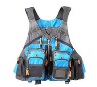 Chaleco de Pesca con Mosca Ajustable Transpirable Mesh Oxford para Trucha Río Arroyo Pescadores Kayak Pesca Aventura(Sky Blue)
