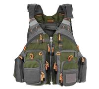 Chaleco de Pesca con Mosca Multi-Bolsillos Ajustable Transpirable Oxford para Trucha Río Pesca Kayak(Green)