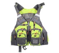 Chaleco de Pesca con Mosca Multi-Bolsillos Ajustable Transpirable Oxford para Trucha Río Pescadores Kayak(Green2)