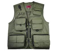 Chaleco de Pesca Hombre Multi Bolsillo Sin Mangas Chaqueta Transpirable Acampar Caza Fotografía Chaleco al Aire Libre Verde M