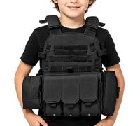 Chaleco De Pesca Juvenil - Equipo Airsoft Ajustable | Múltiples Bolsas Equipo Protector Para El Pecho Para Simulación Entrenamiento De Paintball Caza Traje De Cosplay Al Aire Libre Juego De Rol Batall