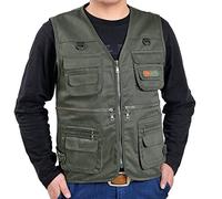Chaleco de pesca para hombre, con múltiples bolsillos, ligero, safari, sin mangas, chaleco utilitario de verano, camping, senderismo, entrenamiento, fotografía, ropa exterior, mezcla de algodón