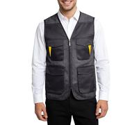 Chaleco de pesca para hombre, cuello en V, sin mangas, ligero, transpirable, chaleco de verano, chaleco de ciclismo para exteriores, chaleco de trabajo fino con múltiples bolsillos, chaleco de