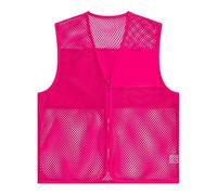 Chaleco de pesca utilitario para hombre, chaleco de trabajo de malla, ligero, transpirable, ropa de trabajo, viajes, fotos, cuello en V, chaleco cargo de ajuste clásico, sin mangas, hot pink, 3XL