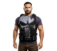 Chaleco de piel auténtica para hombre, diseño de calavera de Frank Castle temporada 2_3, color negro, para Halloween, cosplay, regalo para él, S 3, Large