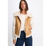 Chaleco de piel sintética cámel mujer 34