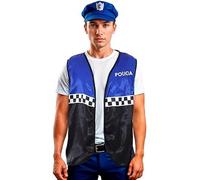 Chaleco de Policía Azul a Cuadros para Adulto, Talla Única