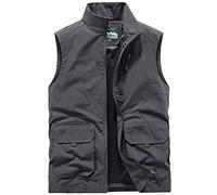 Chaleco de primavera y otoño para hombre, chaleco al aire libre, chaleco informal multi para fotografía, chalecos, chalecos, chalecos (gris, XL)