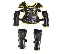 Chaleco de protección niños con Rodilleras y Coderas, Conjunto Equipo protección para Motocross para niños de 7 a 12 años, Armadura Seguridad para Carreras de monopatín y BMX,Yellow-M