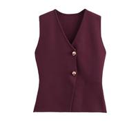 Chaleco de Punto con Botones a la para Mujer (RD1, L)