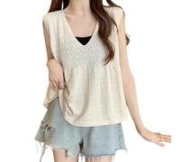 Chaleco De Punto con Cuello En V para Mujer Ligero Sin Mangas Top Informal De Punto Hueco Ideal para El Verano para Usar En Capas como Pareo De Bikini para La Playa Vacaciones Viajes O Uso Diario. C