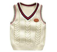 Chaleco de Punto Niños Niñas Cuello V Jersey Sin Mangas Suéter Pullover Albaricoque 110