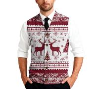 Chaleco de punto para hombre, chaleco térmico de Navidad, chaleco para hombre, con tira de botones y tradicional de poliéster para ocasiones festivas y uso diario, sin indicación de color, 01-rojo