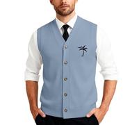 Chaleco de Punto sin Mangas para Hombre con Botones, Tejido clásico de algodón Mezcla, Chaleco Formal de Negocios para Oficina y Uso Diario, Talla L a XXXL (Light Blue, XXXXXL)