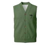 Chaleco de Punto sin Mangas para Hombre con Botones, Tejido clásico de algodón Mezcla, Chaleco Formal de Negocios para Oficina y Uso Diario, Talla L a XXXL (Green, XL)