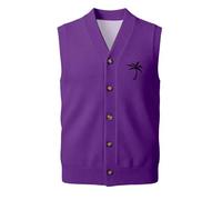 Chaleco de Punto sin Mangas para Hombre con Botones, Tejido clásico de algodón Mezcla, Chaleco Formal de Negocios para Oficina y Uso Diario, Talla L a XXXL (Purple, M)