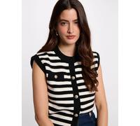 Chaleco de rayas sin mangas marfil mujer S