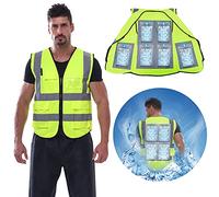 Chaleco de refrigeración con 20 paquetes de hielo, chaleco de seguridad fresco para hombres y mujeres, chaleco de refrigeración de hielo para trabajo en clima cálido