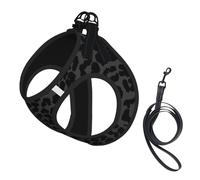 Chaleco de remolque para mascotas pequeñas, con estampado de guepardo y leopardo, color gris oscuro y negro, correas ajustables, fácil de llevar, correas suaves y transpirables, adecuado para perros y