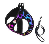 Chaleco de remolque para mascotas pequeñas con estampado de leopardo y piel de guepardo arcoíris, correas ajustables, fácil de caminar, correas suaves y transpirables, adecuado para perros y gatos peq