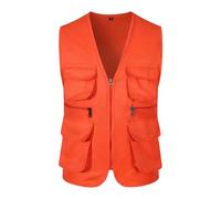 Chaleco de safari para hombre, sin mangas, transpirable, para trabajo, viajes, fotos, con múltiples bolsillos, clásico, con cremallera, cuello en V, sin mangas, chaleco ligero para aventureros