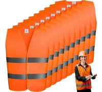 Chaleco de seguridad de 10 piezas para hombres y mujeres, chaleco de seguridad reflectante de tela de punto con alta visibilidad, reflectante de encendido y apagado rápido para trabajadores al aire l
