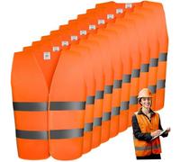 Chaleco de seguridad de 10 piezas para hombres y mujeres Chaleco de seguridad reflectante de tela de punto con alta visibilidad Reflectante de encendido y apagado rápido para trabajadores al aire lib