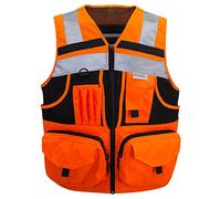 Chaleco de seguridad de punto con rayas reflectantes 3M, chaleco Oxford de alta visibilidad con bolsillos, ropa de trabajo de construcción brillante para hombres y mujeres, Naranja (Hi-Vis Orange),