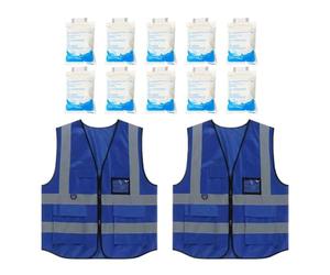 Chaleco De Seguridad Para Hombre,2 Piezas Chaleco Reflectante De Seguridad Con 10 Bolsillos | Vestimenta De Para Caza Correr Electricista Construcción Al Aire Libre