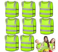 Chaleco de Seguridad para Niños 3-12 Años, 8 Piezas Chaleco Reflectante Niño, 360° Amarillo Chaleco Reflectante para Niños, para Actividades Nocturnas Carrera Ciclismo Senderismo y Viajes Escolares