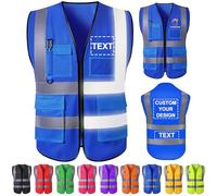 Chaleco de seguridad personalizado para hombres chalecos reflectantes de alta visibilidad, bolsillos con cremallera, ropa de trabajo de construcción personalizada de clase 2 para hombres y mujeres.