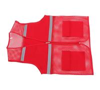 Chaleco de Seguridad Reflectante Rojo de Malla con Cremallera y Bolsillos | Poliéster Transpirable, Ajuste Holgado Unisex, Uso Exterior y Construcción, Talla Xxxl