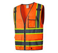 Chaleco de seguridad SKSAFETY de alta visibilidad, clase 2, con 10 bolsillos y cremallera trasera, de malla y bandas reflectantes, conforme a la