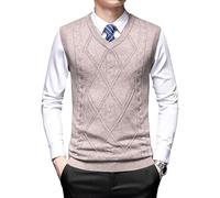 Chaleco De Suéter para Hombres, Chaleco Clásico Informal De Cuello En V Sin Mangas para Hombre, Chaleco De Mezcla De Lana con Diseño De Rombos, Chaleco De Negocios del Oeste, Jersey De Punto, CAM