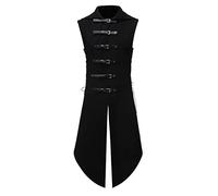 Chaleco de terciopelo steampunk gótico negro para hombre, medieval, victoriano, doble botonadura, chalecos de cola para hombre, disfraz de baile de graduación