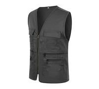 Chaleco de trabajo al libre para hombre, informal, para, viajes, fotos, chaleco de carga, con múltiples bolsillos Sobrecamisa Hombre Chaleco Abrigo