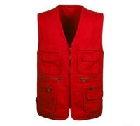 Chaleco de trabajo de campo para hombre diseñado para fotógrafos, viajeros y pescadores con construcción ligera de nailon de poliéster (3XL rojo)