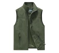 Chaleco De Trabajo Hombre Chaleco Ligero Para Exteriores Para Hombre Chaqueta Informal De Moda Con Cuello Alto Y Sin Mangas Para Uso Diario En Primavera Verano Y Otoño (Army Green Xxxl)