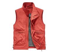 Chaleco de Trabajo Hombre con Estilo Moderno y Versátil para Uso Casual y Exterior con Tejido Resistente(Brick Red, XXXXL)